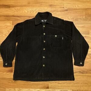 Vintage No Fear Button Jacket Heavy Thick Corduroy Mens Large Long Sleeve Shirt